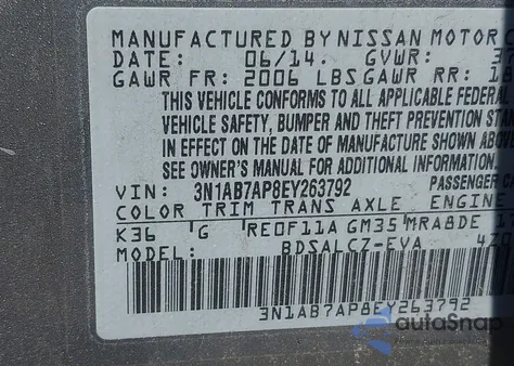 2014 Nissan Sentra S z USA, uszkodzony, nr VIN 3N1AB7AP8EY263792